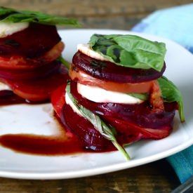 Grilled Beet & Tomato Carpese Stack