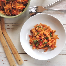 Homemade Fresh Basil Pappardelle