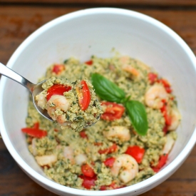 Pesto Quinoa with Shrimp & Tomatoes