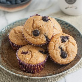 100% Whole Wheat Blueberry Muffins