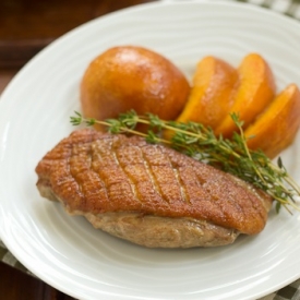 Duck with Peaches and Port Sauce