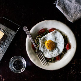 Farro, Purslane,  and Pistachio Risotto