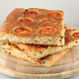 Focaccia with Cheese and Tomatoes