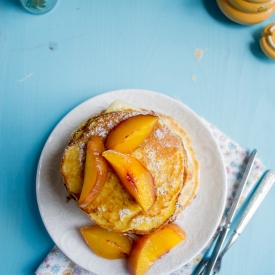 Sweet Corn Pancakes w Peach & Spice