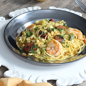 Shrimp and Chorizo Zucchini Pasta