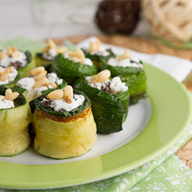 Zucchini Rolls with Herbed Beans