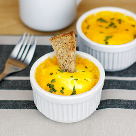 Baked Cheesy Eggs With Mushrooms