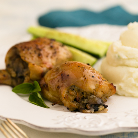 Mushroom Stuffed Chicken Thighs