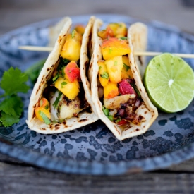 Chipotle Fish Tacos w/ Peach Salsa