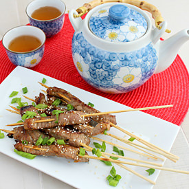 Sesame Orange Beef Skewers