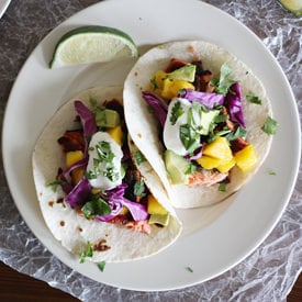 Blackened Salmon and Mango Tacos