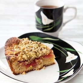 Pluot Pistachio Streusel Cake