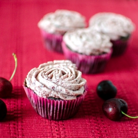 Vegan Choc Cupcakes w/ Cherry Frosting