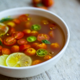 Garden Tomato Gaspacho Consommé