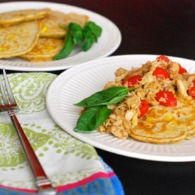 Corn Cakes w Sauteed Crab & Tomato