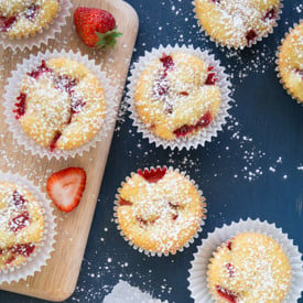 EVOO Strawberry Cornmeal Cupcakes