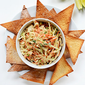 Creamy Thai Slaw and Wonton Chips