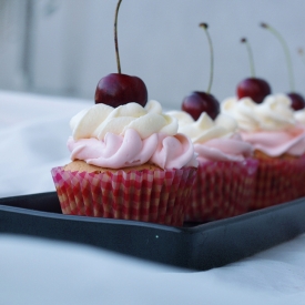 White Choco Cherry Cupcakes