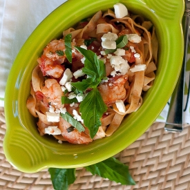 Greek Linguine with Shrimp