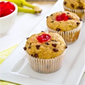 Healthier Banana Split Muffins