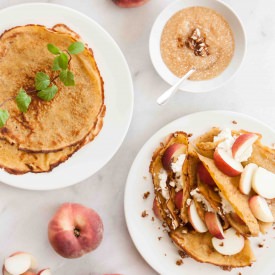 Cornmeal Crepes with Peaches