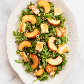 Peach Salad with Halloumi Cheese