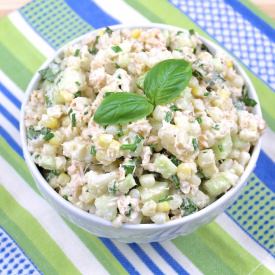 Salmon, Corn and Cucumber Salad