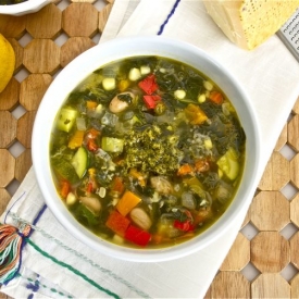 Summer Vegetable Soup with Pesto