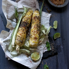 Grilled Corn with Basil Salt