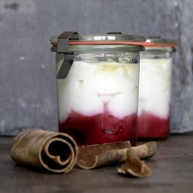 Plum Compote with Vanilla Cream