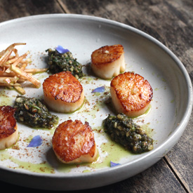 Scallops with Herbs and Wild Apple