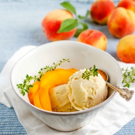 Roasted Peach Lemon Thyme Ice Cream