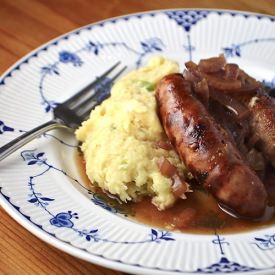 Sausages with Apple Parsnip Mash