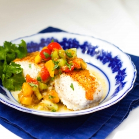 Pan-Fried Halibut with Salsa