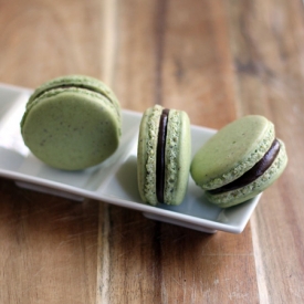 Pistachio Macarons w/ Cocoa Filling