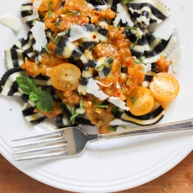 Zebra Pasta in Spicy Tomato Sauce