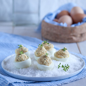 Egg Halves With Herb Hummus