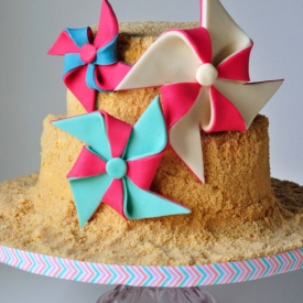 Raspberry Ripple Sandcastle Cake