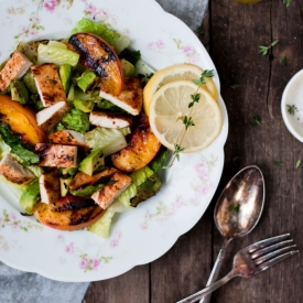 Grilled Lettuce & Peach Salad