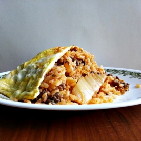 Omurice with Kimchi Fried Rice