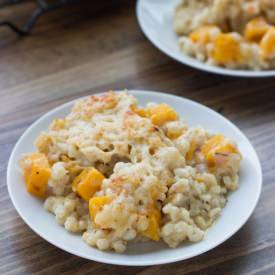 Butternut Barley and Cheddar Gratin