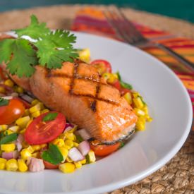 Grilled Salmon with Corn Salad