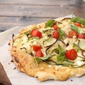 Zucchini and Hummus Pizza with Feta