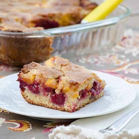 Raspberry Peach Cobbler Bars