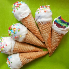 Rainbow Ice Cream Cone Cake Bites