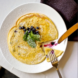 Blueberry Polenta Pancakes