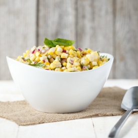 Simple Corn and Basil Salad