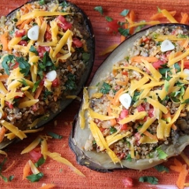 Quinoa and Veggie Stuffed Eggplants