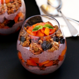 Peach Blueberry Parfait with Basil