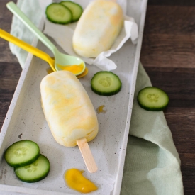 Yogurt Cucumber Ice Pops with Mango